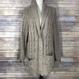 NWT St. John’s Bay Taupe Cable Knit Cardigan